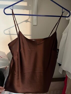 Express Brown Satin Camisole with Adjustable Straps